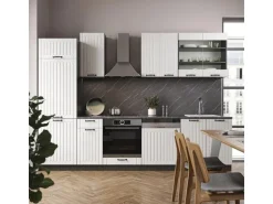 Vicco Fame-Line Küchenzeile Weiß Landhaus/Anthrazit 300 cm AP Anthrazit ohne E-Geräte