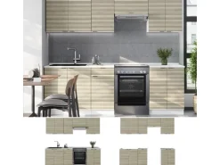 Vicco Fame-Line Küchenzeile Eiche Paneel/Weiß 240 cm AP Eiche ohne E-Geräte