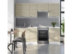 Vicco Fame-Line Küchenzeile Eiche Paneel/Weiß 240 cm AP Eiche ohne E-Geräte
