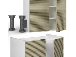Vicco Fame-Line Küchenzeile Eiche Paneel/Weiß 240 cm AP Eiche ohne E-Geräte