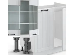 Vicco Fame-Line Küchenzeile Weiß Landhaus/Weiß 300 cm ohne Arbeitsplatte ohne E-Geräte