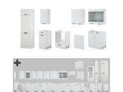Vicco Fame-Line Küchenzeile Weiß Landhaus/Weiß 300 cm ohne Arbeitsplatte ohne E-Geräte
