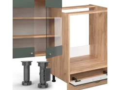 Vicco Fame-Line Küchenzeile Grün-Gold Landhaus/Goldkraft Eiche 300 cm AP Marmor ohne E-Geräte