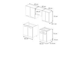 Vicco Fame-Line Küchenzeile Eiche Paneel/Weiß 200 cm ohne Arbeitsplatte ohne E-Geräte