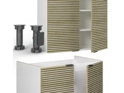Vicco Fame-Line Küchenzeile Eiche Paneel/Weiß 200 cm ohne Arbeitsplatte ohne E-Geräte