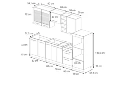 Vicco Fame-Line Küchenzeile Dunkelblau Hochglanz/Anthrazit 280 cm AP Anthrazit ohne E-Geräte
