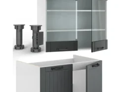 Vicco Fame-Line Küchenzeile Anthrazit Landhaus/Weiß 240 cm AP Eiche ohne E-Geräte