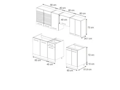 Vicco Fame-Line Küchenzeile Dunkelblau Hochglanz/Anthrazit 240 cm AP Eiche ohne E-Geräte
