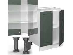 Vicco Fame-Line Küchenzeile Grün-Gold Landhaus/Weiß 300 cm mit HochschrankAP Anthrazit ohne E-Geräte