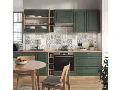 Vicco Fame-Line Küchenzeile Grün-Gold Landhaus/Goldkraft Eiche 235 cm AP Eiche ohne E-Geräte