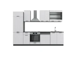 Vicco Fame-Line Küchenzeile Weiß Landhaus/Anthrazit 300 cm ohne Arbeitsplatte ohne E-Geräte
