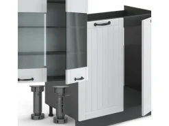Vicco Fame-Line Küchenzeile Weiß Landhaus/Anthrazit 300 cm ohne Arbeitsplatte ohne E-Geräte