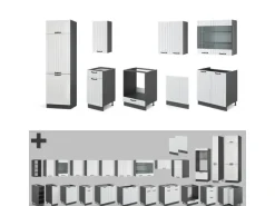 Vicco Fame-Line Küchenzeile Weiß Landhaus/Anthrazit 300 cm ohne Arbeitsplatte ohne E-Geräte