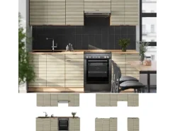 Vicco Fame-Line Küchenzeile Eiche Paneel/Goldkraft Eiche 240 cm AP Eiche ohne E-Geräte
