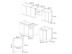 Vicco Fame-Line Küchenzeile Eiche Paneel/Goldkraft Eiche 240 cm AP Eiche ohne E-Geräte