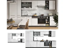 Vicco Fame-Line Küchenzeile Weiß Hochglanz/Anthrazit 355 cm ohne Arbeitsplatte ohne E-Geräte