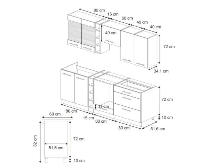 Vicco Fame-Line Küchenzeile Dunkelblau Hochglanz/Goldkraft Eiche 235 cm ohne Arbeitsplatte ohne E-Geräte