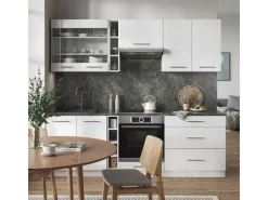 Vicco Fame-Line Küchenzeile Weiß Hochglanz/Weiß 235 cm ohne Arbeitsplatte ohne E-Geräte