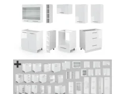 Vicco Fame-Line Küchenzeile Weiß Hochglanz/Weiß 235 cm ohne Arbeitsplatte ohne E-Geräte