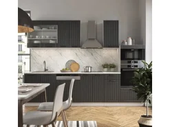 Vicco Fame-Line Küchenzeile Anthrazit Landhaus/Weiß 300 cm mit Hochschrankohne Arbeitsplatte ohne E-Geräte