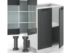 Vicco Fame-Line Küchenzeile Anthrazit Landhaus/Weiß 300 cm mit Hochschrankohne Arbeitsplatte ohne E-Geräte