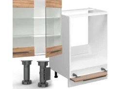 Vicco Fame-Line Küchenzeile Goldkraft Eiche/Weiß 300 cm ohne Arbeitsplatte ohne E-Geräte