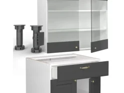 Vicco Fame-Line Küchenzeile Anthrazit-Gold/Weiß 235 cm AP Anthrazit ohne E-Geräte