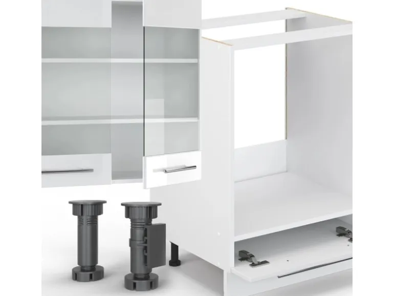 Vicco Fame-Line Küchenzeile Weiß Hochglanz/Weiß 300 cm AP Eiche ohne E-Geräte