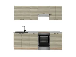 Vicco Fame-Line Küchenzeile Eiche Paneel/Goldkraft Eiche 200 cm ohne Arbeitsplatte ohne E-Geräte