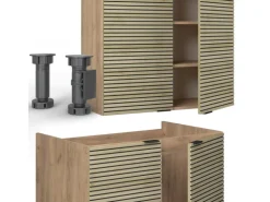 Vicco Fame-Line Küchenzeile Eiche Paneel/Goldkraft Eiche 200 cm ohne Arbeitsplatte ohne E-Geräte