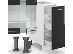 Vicco Fame-Line Küchenzeile Anthrazit Hochglanz/Weiß 280 cm AP Marmor ohne E-Geräte
