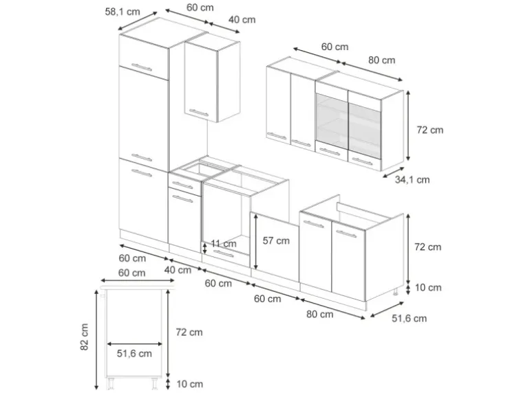 Vicco Fame-Line Küchenzeile Dunkelblau Hochglanz/Goldkraft Eiche 300 cm ohne Arbeitsplatte ohne E-Geräte