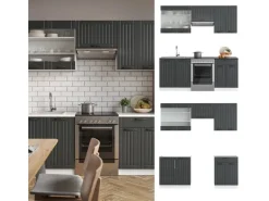 Vicco Fame-Line Küchenzeile Anthrazit Landhaus/Weiß 200 cm ohne Arbeitsplatte ohne E-Geräte