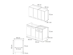 Vicco Fame-Line Singleküche Eiche Paneel/Anthrazit 140 cm AP Eiche ohne E-Geräte