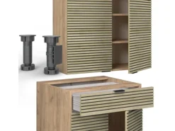 Vicco Fame-Line Singleküche Eiche Paneel/Goldkraft Eiche 140 cm AP Eiche ohne E-Geräte