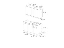 Vicco Fame-Line Singleküche Eiche Paneel/Goldkraft Eiche 140 cm ohne Arbeitsplatte ohne E-Geräte