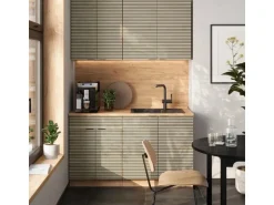 Vicco Fame-Line Singleküche Eiche Paneel/Goldkraft Eiche 140 cm ohne Arbeitsplatte ohne E-Geräte