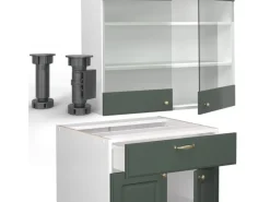 Vicco Fame-Line Singleküche Grün-Gold Landhaus/Weiß 140 cm AP Anthrazit ohne E-Geräte