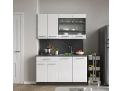 Vicco Fame-Line Singleküche Weiß Hochglanz/Anthrazit 140 cm ohne Arbeitsplatte ohne E-Geräte