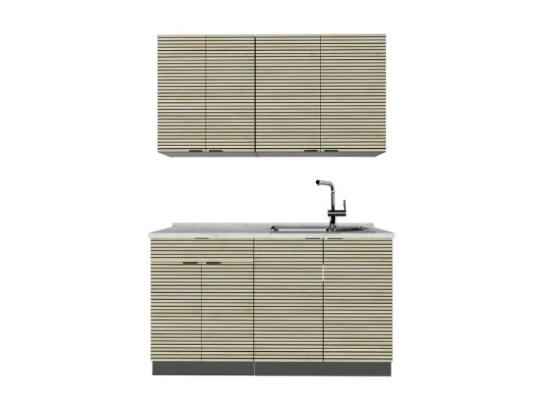 Vicco Fame-Line Singleküche Eiche Paneel/Anthrazit 140 cm ohne Arbeitsplatte ohne E-Geräte