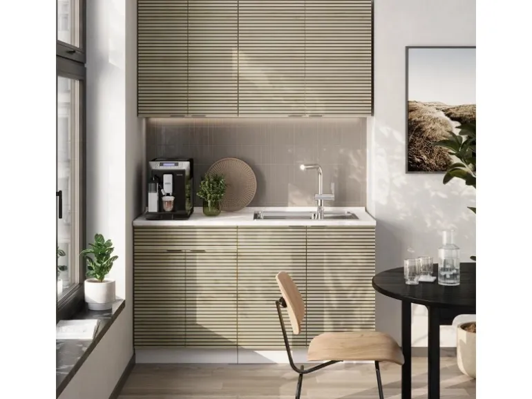 Vicco Fame-Line Singleküche Eiche Paneel/Weiß 140 cm AP Eiche ohne E-Geräte