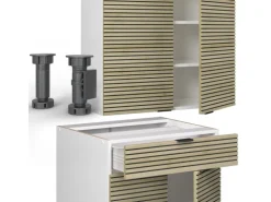 Vicco Fame-Line Singleküche Eiche Paneel/Weiß 140 cm AP Eiche ohne E-Geräte