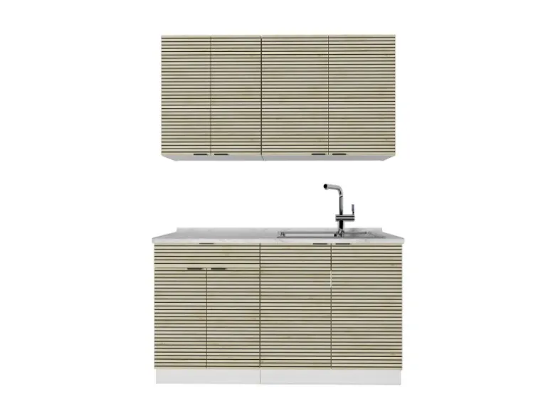 Vicco Fame-Line Singleküche Eiche Paneel/Weiß 140 cm ohne Arbeitsplatte ohne E-Geräte