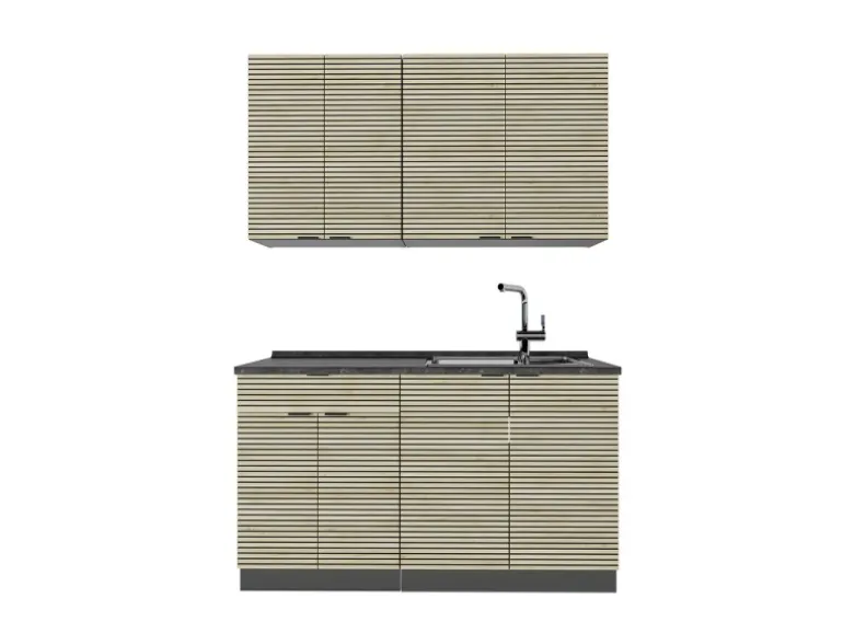Vicco Fame-Line Singleküche Eiche Paneel/Anthrazit 140 cm AP Anthrazit ohne E-Geräte