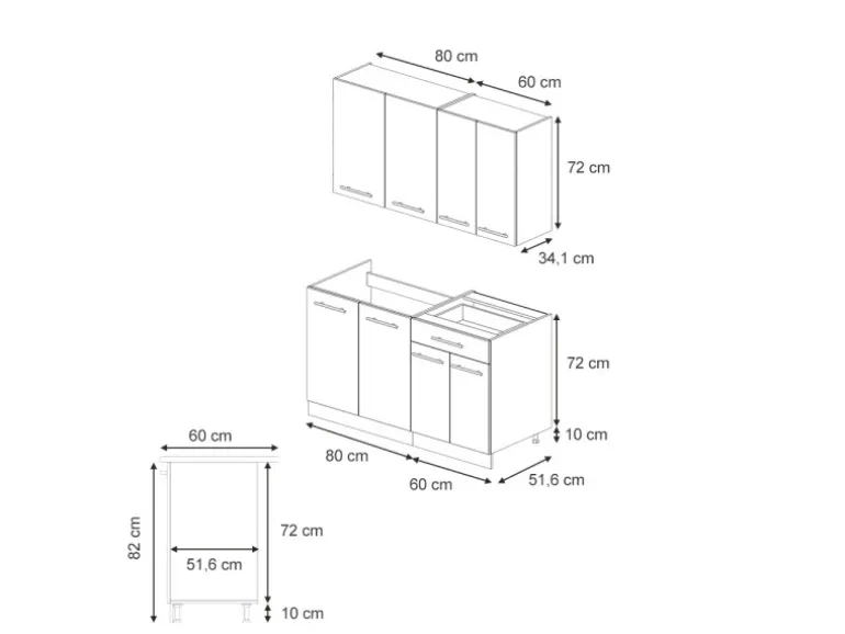 Vicco Fame-Line Singleküche Eiche Paneel/Anthrazit 140 cm AP Anthrazit ohne E-Geräte