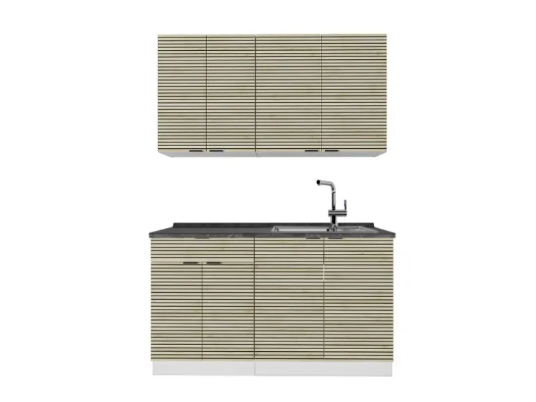Vicco Fame-Line Singleküche Eiche Paneel/Weiß 140 cm AP Anthrazit ohne E-Geräte