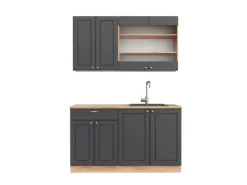 Vicco Fame-Line Singleküche Anthrazit Landhaus/Goldkraft Eiche 140 cm ohne Arbeitsplatte ohne E-Geräte