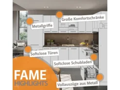 Vicco Fame-Line Singleküche Goldkraft Eiche/Anthrazit 140 cm AP Eiche ohne E-Geräte