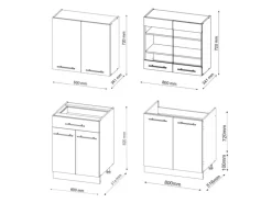 Vicco Fame-Line Singleküche Anthrazit Landhaus/Weiß 140 cm ohne Arbeitsplatte ohne E-Geräte