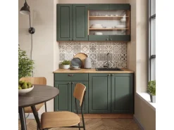 Vicco Fame-Line Singleküche Grün-Gold Landhaus/Goldkraft Eiche 140 cm AP Eiche ohne E-Geräte